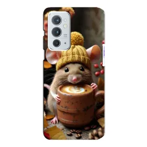 Печатный чехол «Зверята с кофе» для OnePlus 9RT (Мышка с кофе)