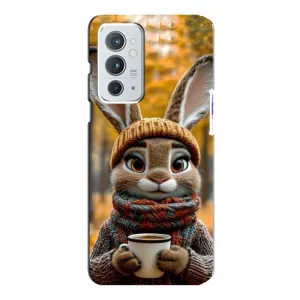 Печатный чехол «Зверята с кофе» для OnePlus 9RT (Зайчик с кофе)