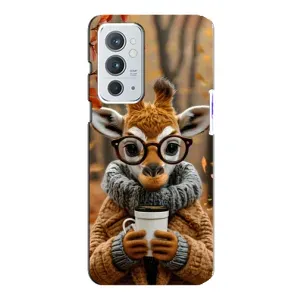 Печатный чехол «Зверята с кофе» для OnePlus 9RT (Жираф с кофе)
