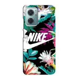 Силиконовый Чехол на Xiaomi Redmi Note 11E с картинкой Nike (Цветочный Nike)