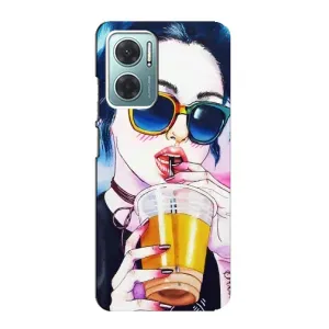 Чехол с картинкой Модные Девчонки Xiaomi Redmi Note 11E (Девушка с коктейлем)