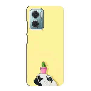 Бампер для Xiaomi Redmi Note 11E с картинкой "Песики" (Кактус на голове)