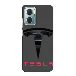 Силиконовый бампер с картинкой машины на Xiaomi Redmi Note 11E (Logo TESLA)