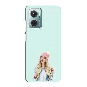 Силиконовый Чехол на Xiaomi Redmi Note 11E с картинкой Стильных Девушек (В шапке)