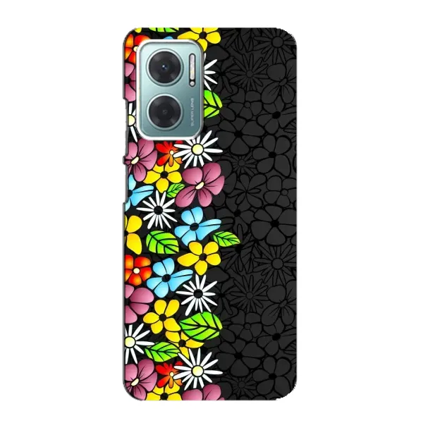 Чохол з малюнком «Яскраві квіти на чорному» для Xiaomi Redmi Note 11E Чохол з малюнком «Яскраві квіти на чорному» для Xiaomi Redmi Note 11E