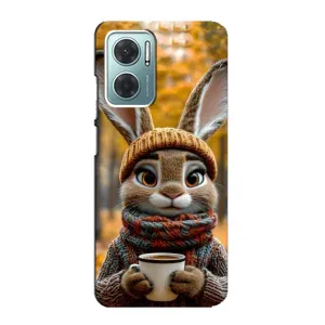 Друкований чохол 'Звірята з кавою' для Xiaomi Redmi Note 11E (Зайчик з кавою)