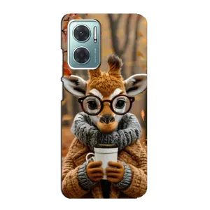 Друкований чохол 'Звірята з кавою' для Xiaomi Redmi Note 11E (Жираф з кавою)