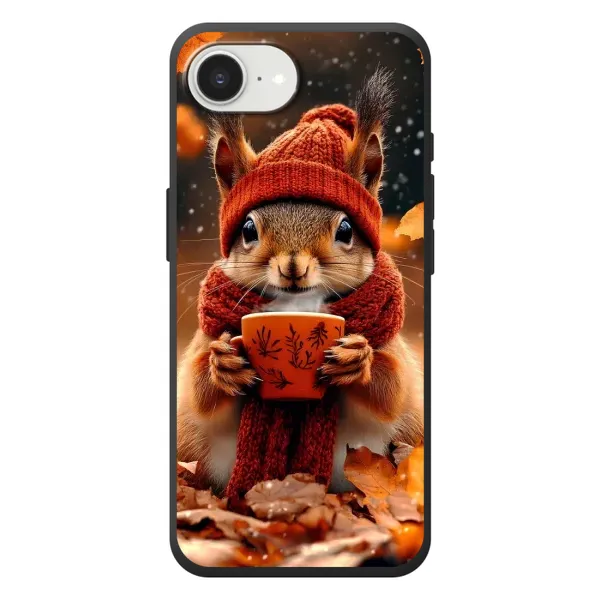 Чехол с рисунком «Белка с кофе» для iPhone 17e