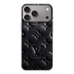 Текстурный Чехол Louis Vuitton для Эппл Айфон 18 Про Макс (Черный ЛВ)