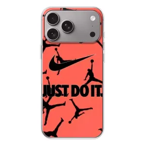 Силиконовый Чехол Nike Air Jordan на Эппл Айфон 18 Про Макс (Just Do It)