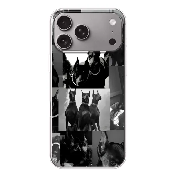 Чехол с рисунком «Коллаж Доберман» для Apple iPhone 18 Pro Max Чехол с рисунком «Коллаж Доберман» для Apple iPhone 18 Pro Max