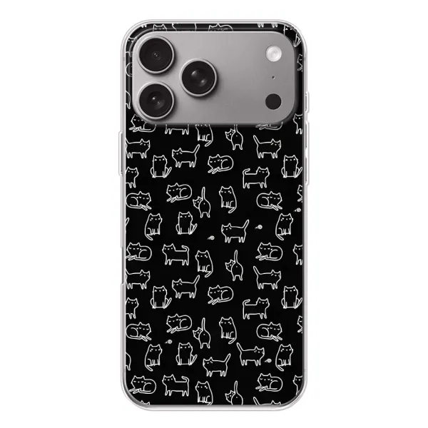 Чехол с рисунком «Котики на черном» для Apple iPhone 18 Pro Max Чехол с рисунком «Котики на черном» для Apple iPhone 18 Pro Max