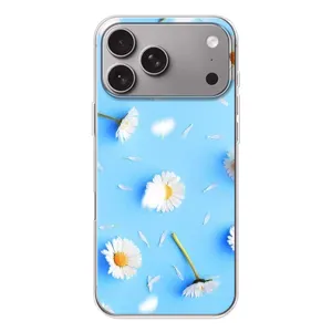 Чохол з Квітами для Apple iPhone 18 Pro Max (ромашки на блакитному)