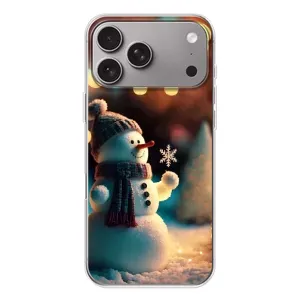 Чехлы на Новый Год Apple iPhone 18 Pro Max (Снеговик праздничный)