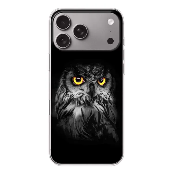 Чехол с рисунком «Сова на чёрном» для Apple iPhone 18 Pro Max