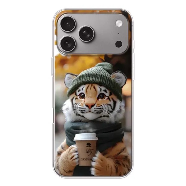 Чехол с рисунком «Тигр с кофе» для Apple iPhone 18 Pro Max Чехол с рисунком «Тигр с кофе» для Apple iPhone 18 Pro Max