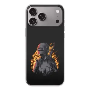 Силиконовый чехол с картинкой "Герой Pubg" на Apple iPhone 18 Pro Max (В огне)