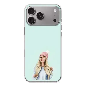 Силиконовый Чехол на Apple iPhone 18 Pro Max с картинкой Стильных Девушек (В шапке)