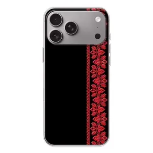 Силиконовый Чехол на Apple iPhone 18 Pro Max с картинкой Вышиванки (Вышиванка на черном)