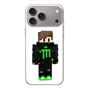 Чехлы для Apple iPhone 18 Pro Max (Персонажи Майн Крафт) (Зеленый мальчик)