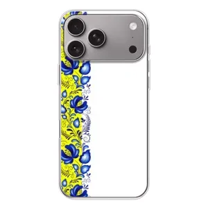 Силиконовый Чехол на Apple iPhone 18 Pro Max с картинкой Вышиванки (Желто-синяя вышиванка)