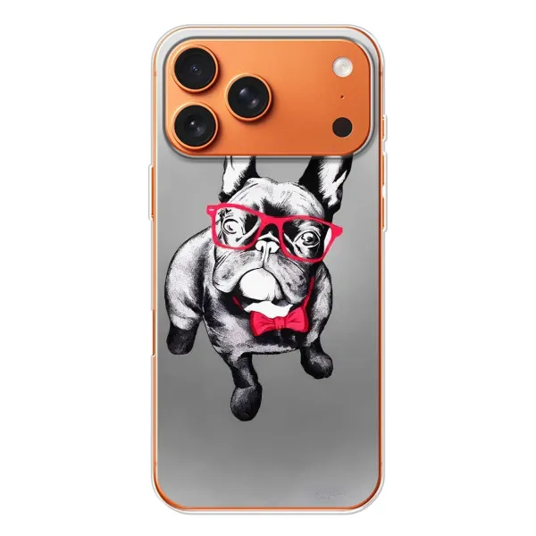 Чехол с рисунком «Бульдог в очках» для Apple iPhone 18 Pro