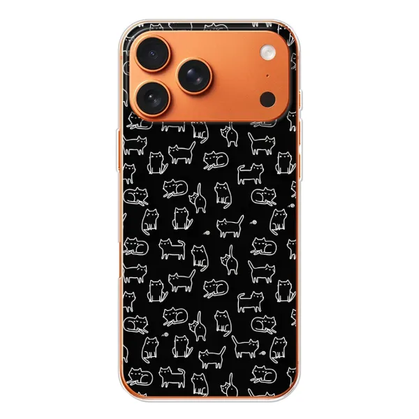 Чехол с рисунком «Котики на черном» для Apple iPhone 18 Pro