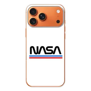 Силиконовый бампер с принтом "Наса" на Apple iPhone 18 Pro (NASA на белом фоне)