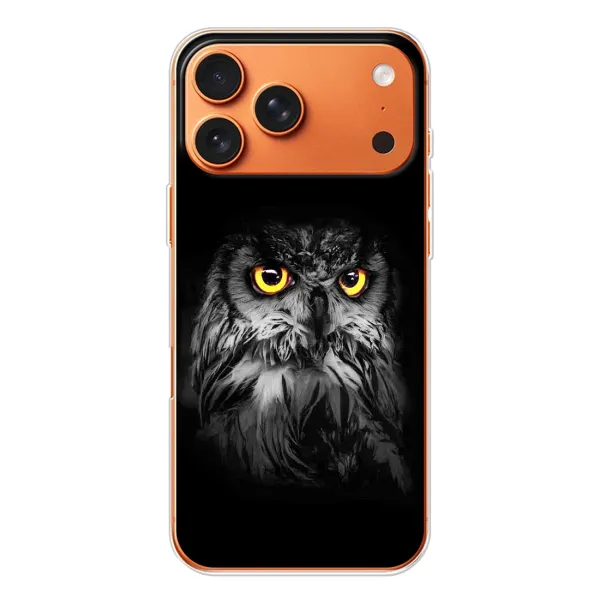Чехол с рисунком «Сова на чёрном» для Apple iPhone 18 Pro
