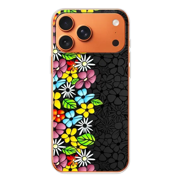 Чехол с рисунком «Яркие цветы на черном» для Apple iPhone 18 Pro