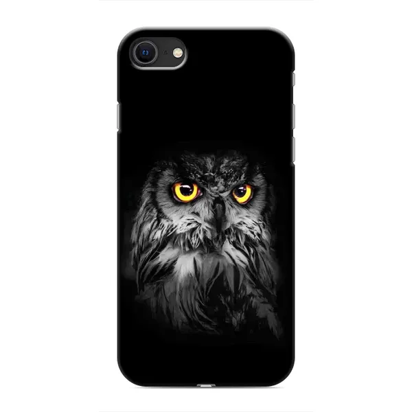 Чехол с рисунком «Сова на чёрном» для iPhone 8