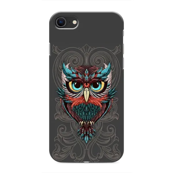 Чехол с рисунком «Сова на сером» для iPhone 8
