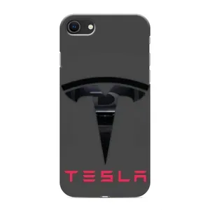 Силиконовый бампер с картинкой машины на iPhone 8 (Logo TESLA)