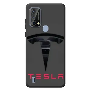 Силиконовый бампер с картинкой машины на Blackview A50 (Logo TESLA)
