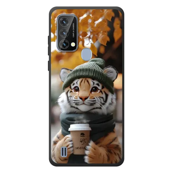 Чехол с рисунком «Тигр с кофе» для Blackview A50