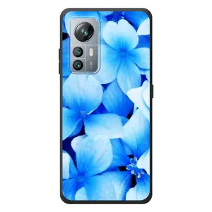 Силиконовый бампер с принтом (цветочки) на 블랙뷰 에이85 (Синие цветы)