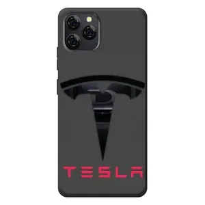 Силиконовый бампер с картинкой машины на Blackview A95 (Logo TESLA)
