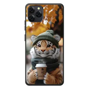 Печатный чехол «Зверята с кофе» для Blackview A95 (Тигр с кофе)