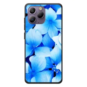 Силиконовый бампер с принтом (цветочки) на Blackvev A96 (Синие цветы)