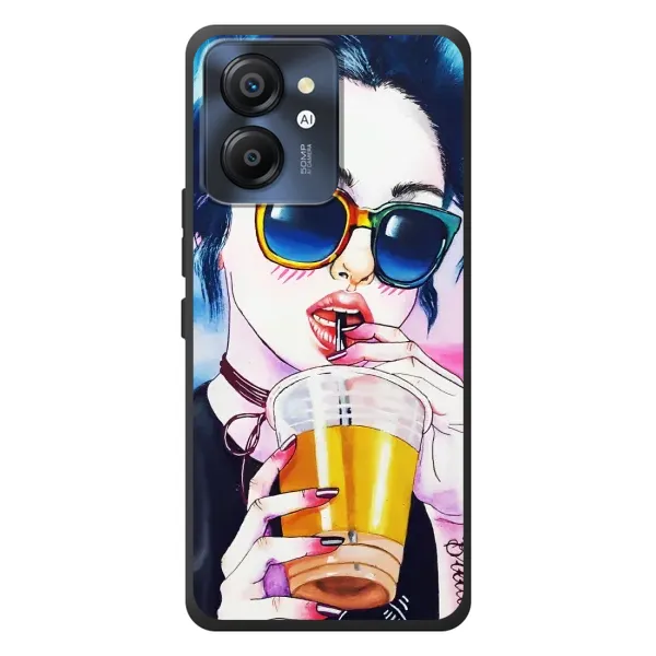 Чехол с рисунком «Девушка с коктейлем» для Blackview Color 8 Чехол с рисунком «Девушка с коктейлем» для Blackview Color 8