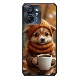 Печатный чехол «Зверята с кофе» для Blackview Color 8 (Собачка с кофе)