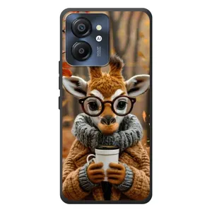 Печатный чехол «Зверята с кофе» для Blackview Color 8 (Жираф с кофе)