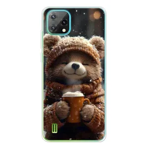 Печатный чехол «Зверята с кофе» для Blackview Oscal C60 (Медвежонок с кофе)