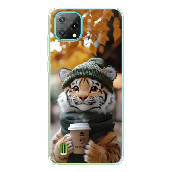 Чехол с рисунком «Тигр с кофе» для Blackview Oscal C60 Чехол с рисунком «Тигр с кофе» для Blackview Oscal C60