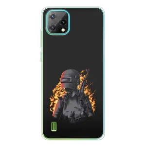 Силиконовый чехол с картинкой "Герой Pubg" на Blackview Oscal C60 (В огне)