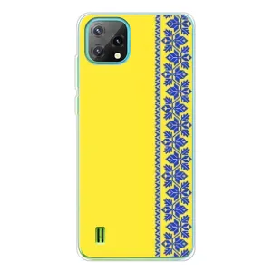 Силиконовый Чехол на Blackview Oscal C60 (Вышиванка на желтом)