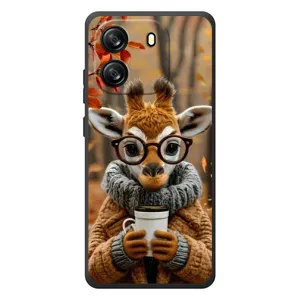 Печатный чехол «Зверята с кофе» для Blackview Oscal Flat 1C (Жираф с кофе)