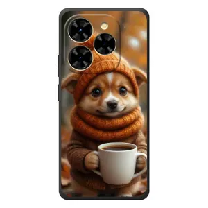 Печатный чехол «Зверята с кофе» для Blackview Shark 9 (Собачка с кофе)