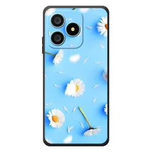 Чехол с Цветами для Blackview Wave 9C (ромашки на голубом)