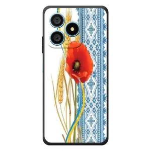 Силиконовый Чехол на Blackview Wave 9C с картинкой Вышиванки (Вышиванка с цветком)